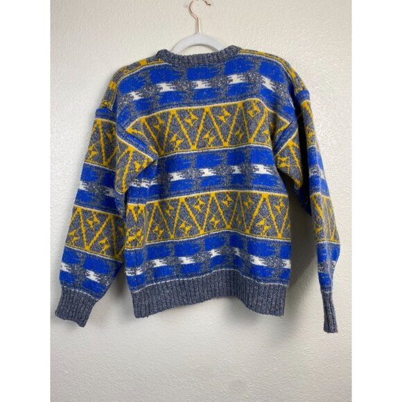 Vintage Hunt‎ Club Wool blend Women Sweaters size Medium Nordic Geometric Blue - Picture 2 of 9